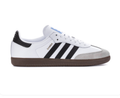 Adidas Samba OG 'Cloud White & Core Black' White Leather, Black 3-Stripes, Clear Granite Suede Toe Cap, Blue OG Tongue Label & Gum Outsole Iconic Retro Football Lifestyle Sneakers