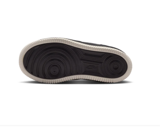 Nike Force 1 Low EasyOn 'Black & Light Bone' All-Black Leather Suede, Light Bone Swoosh, Elastic No-Tie Lacing & Sail Midsole Easy On-Off Kids' Classic Sneakers