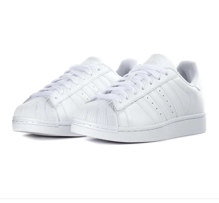 Adidas Superstar 'Triple White' All-White Leather Upper, Tonal White 3-Stripes, White Shell Toe, White Flat Laces, White Cupsole Midsole & White Rubber Outsole Purist Tonal All-White Retro Basketball Lifestyle Sneakers