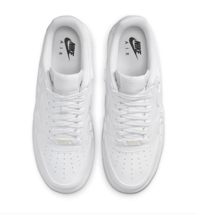 Nike Air Force 1 Low '07 SE 'Triple White Floral' Tonal Embossed Floral Pattern Leather, White Swoosh & All-White Premium Women's AF1 Sneakers