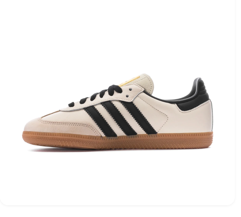 Adidas Samba OG 'Black & Cream White' Core Black Suede, Cream White Leather 3-Stripes & Side Panels, Gold SAMBA Embroidery, Trefoil Tongue Label & Gum Outsole Iconic Retro Football Lifestyle Sneakers