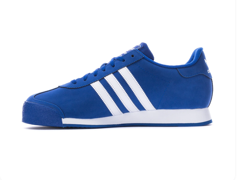 Adidas Samoa 'Royal Blue & Cloud White' Royal Blue Leather Upper, White 3-Stripes, Blue Flat Laces, White Trefoil Heel Branding, White EVA Midsole & Blue Rubber Outsole Classic Retro Tennis Heritage Lifestyle Sneakers