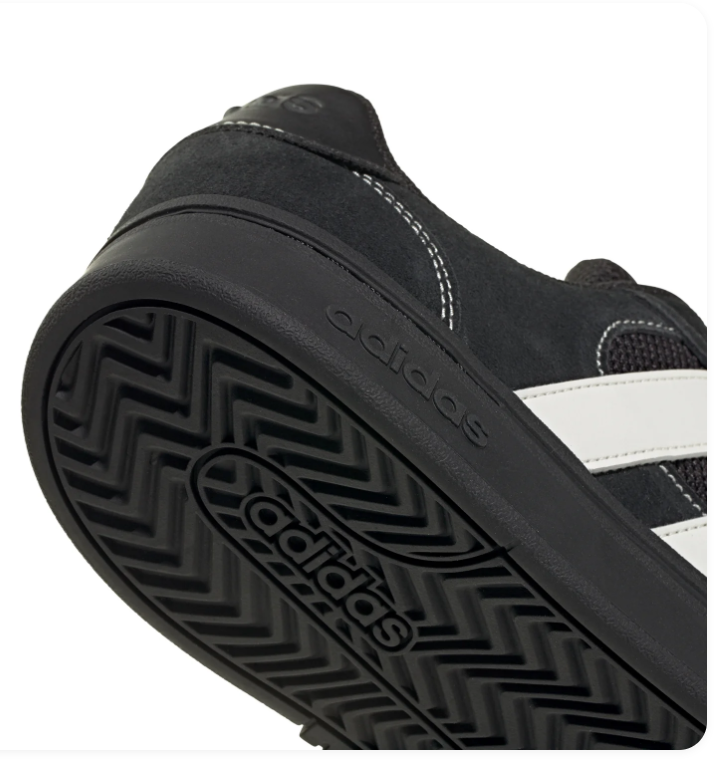 Adidas Courtic 'Core Black & Cloud White' All-Black Suede, White 3-Stripes, Contrast White Stitching Throughout & Full Black Cupsole Modern Court Lifestyle Sneakers