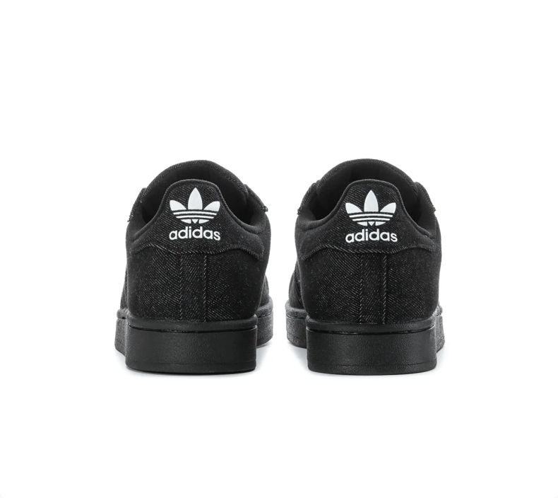 Adidas Superstar 'Core Black' All-Black Suede, Tonal Black 3-Stripes, Tonal Black Shell Toe, White Flat Laces, Square Trefoil Tongue Label & Black Outsole Stealthy Tonal Retro Basketball Lifestyle Sneakers