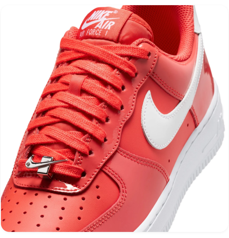 Nike Air Force 1 Low '07 'Habanero Red' Red Leather & White Swoosh Classic Sneakers