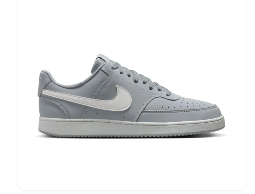 Nike Court Vision Low 'Wolf Grey' Tonal Grey Leather Minimalist Basketball Sneakers