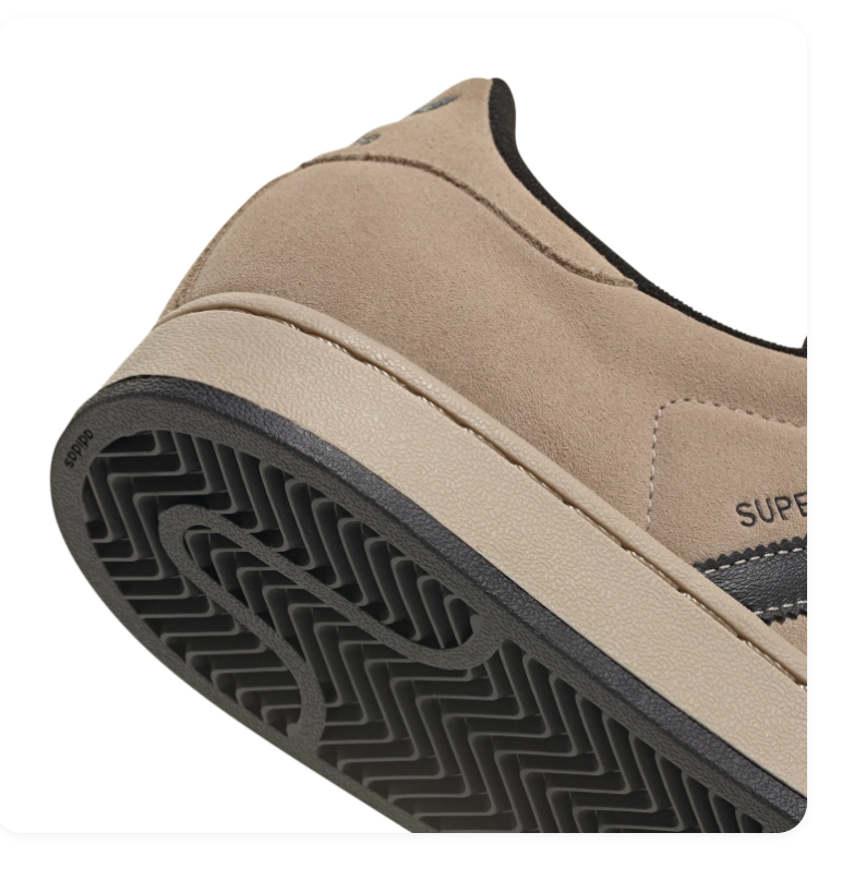 Adidas Superstar 'Wonder Beige & Core Black' Sand Suede, Black Leather 3-Stripes, Tonal Beige Shell Toe, Black Heel & Inner Lining, Square Trefoil Tongue Label & Black Outsole Earthy Retro Basketball Lifestyle Sneakers