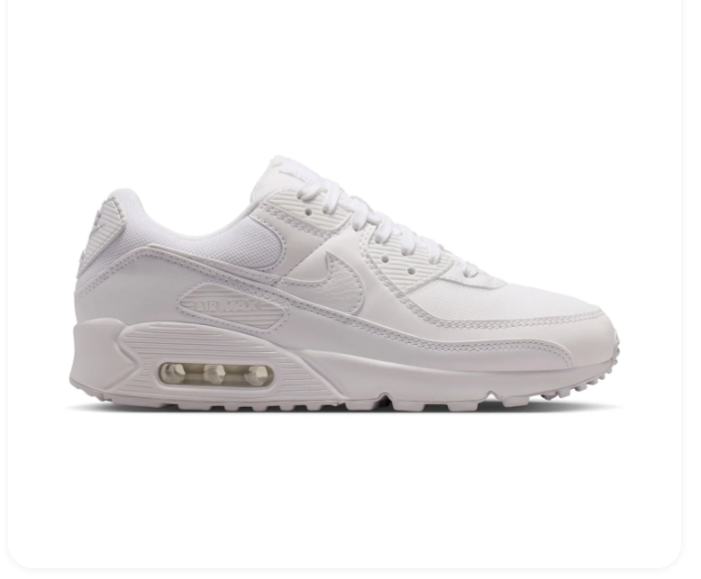 Nike Air Max 90 'Triple White' All-White Classic Air Cushion Sneakers