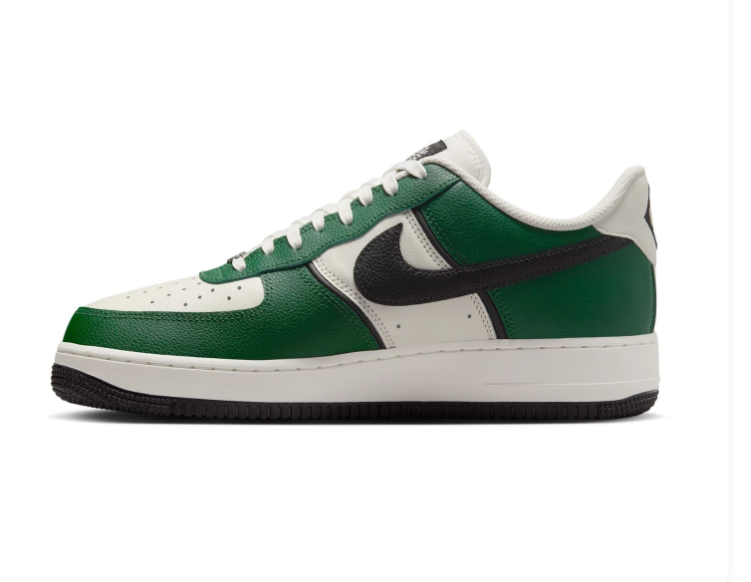 Nike Air Force 1 Low '07 'Gorge Green & Sail' Two-Tone Leather, Black Swoosh & Black Outsole Classic AF1 Sneakers