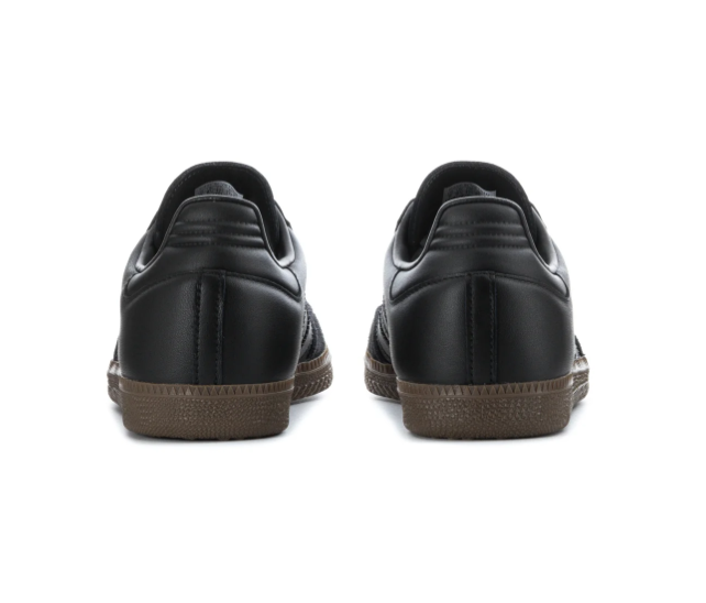 Adidas Samba OG 'Triple Black' All-Black Leather, Black Suede Toe Cap, Tonal Black 3-Stripes, Black Heel Tab, Blue OG Tongue Label & Gum Outsole Stealth Minimal Retro Football Lifestyle Sneakers