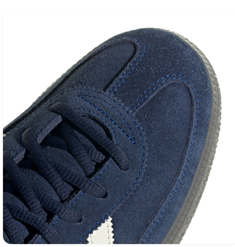 Adidas Handball Spezial 'Navy & Cream White' Navy Suede Upper, Cream White 3-Stripes & Collar, Navy Flat Laces, Gold SPEZIAL Side Lettering & Black Rubber Outsole Classic Heritage Handball Lifestyle Sneakers