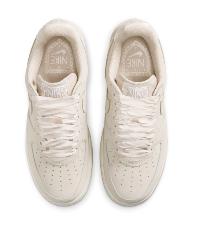 Nike Air Force 1 Low '07 'Sail' Tonal Cream Leather & Satin Lace Luxury Special Edition Sneakers