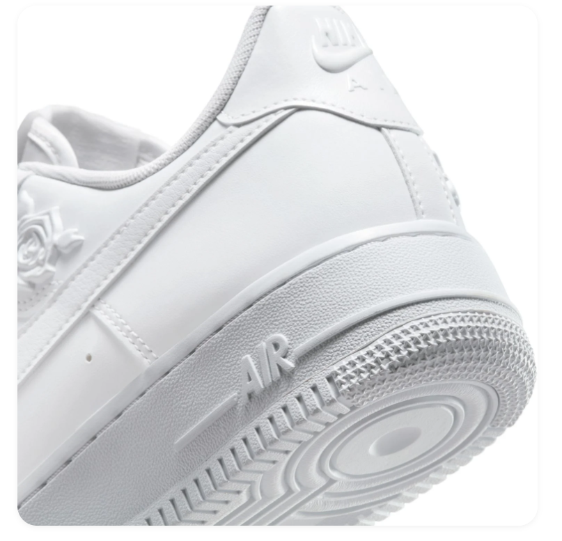 Nike Air Force 1 Low '07 SE 'Triple White Floral' Tonal Embossed Floral Pattern Leather, White Swoosh & All-White Premium Women's AF1 Sneakers