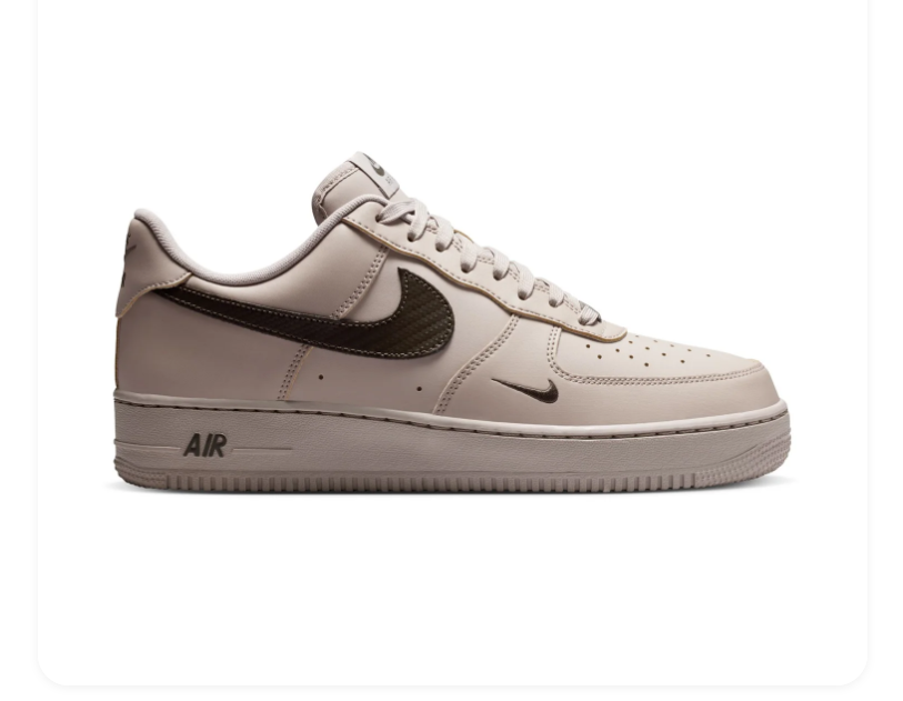 Nike Air Force 1 Low '07 'Moon Fossil & Baroque Brown' Light Stone Leather, Baroque Brown Swoosh & Tonal Earth-Tone AF1 Sneakers