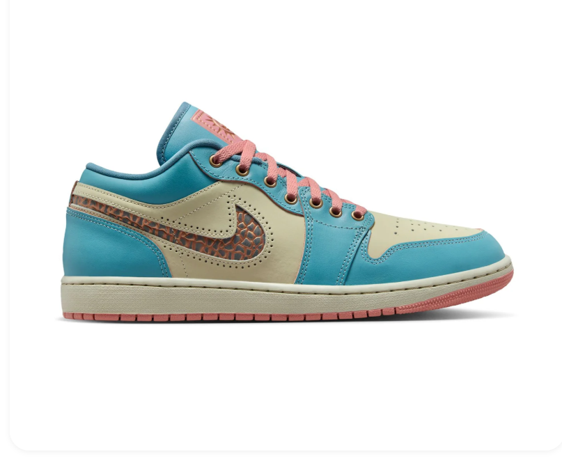 Air Jordan 1 Low SE 'Celestial' Cerulean Blue, Cream & Pink Bloom Sneakers (WMNS)
