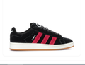 Adidas Campus 00s 'Black & Better Scarlet' All-Black Suede, Red Suede 3-Stripes, White CAMPUS Embroidery, Oval Trefoil Tongue Badge, Off-White Midsole & Gum Outsole Bold Y2K Collegiate Lifestyle Sneakers