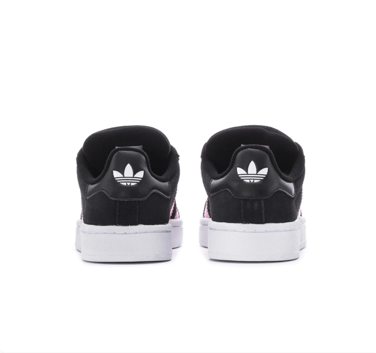 Adidas Campus 00s 'Core Black & Clear Pink' Black Suede, Pink 3-Stripes, Oval Trefoil Badge, CAMPUS Lettering, Black Heel Tab & White Cupsole Retro Y2K Lifestyle Sneakers