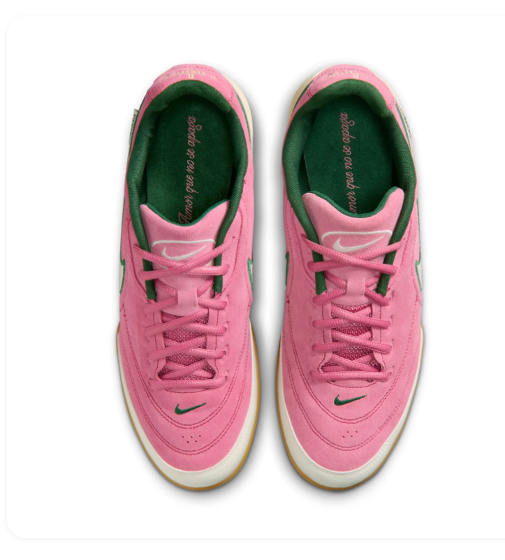 Nike Tiempo Legend 10 Academy IC 'Pink Rise & Gorge Green' Pink Leather Suede, White Swoosh Green Outline, Gum Outsole Indoor Court Football Lifestyle Sneakers