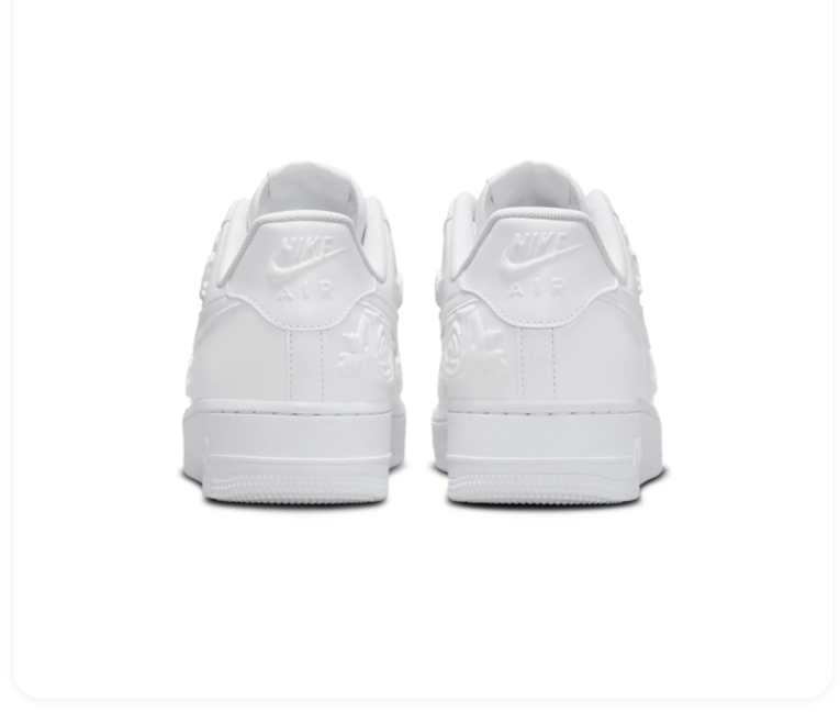 Nike Air Force 1 Low '07 SE 'Triple White Floral' Tonal Embossed Floral Pattern Leather, White Swoosh & All-White Premium Women's AF1 Sneakers