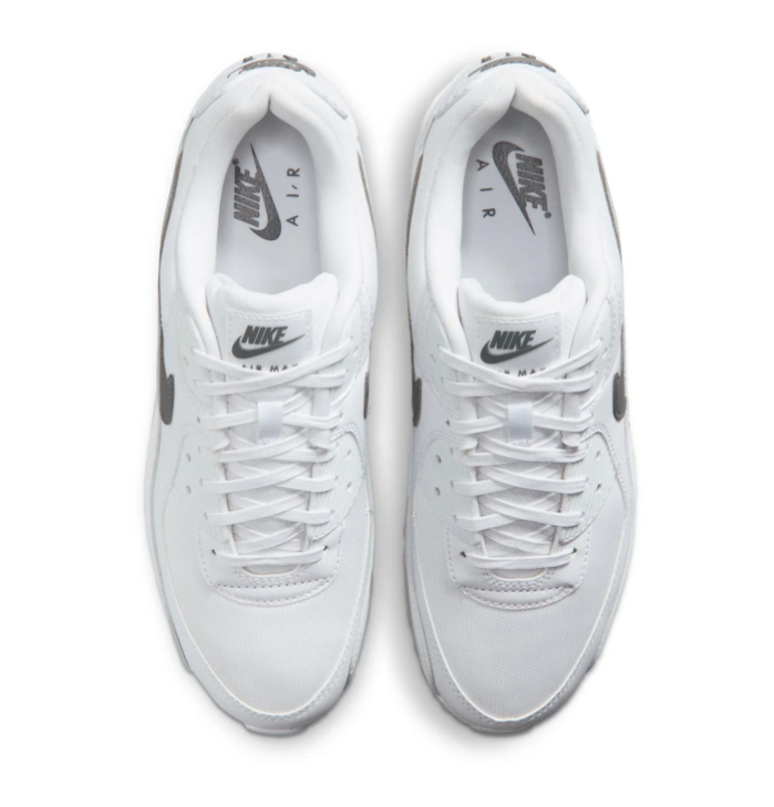 Nike Air Max 90 'White & Cool Grey' White Mesh & Leather Cool Grey Swoosh Classic Running Sneakers