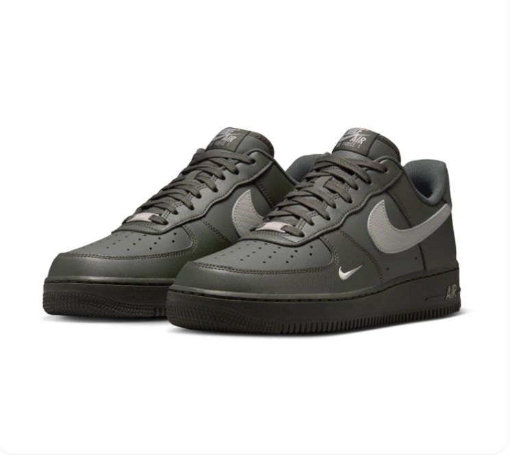 Nike Air Force 1 Low '07 'Cargo Khaki & Reflect Silver' Olive Green Leather & Reflective Silver Swoosh Military AF1 Sneakers