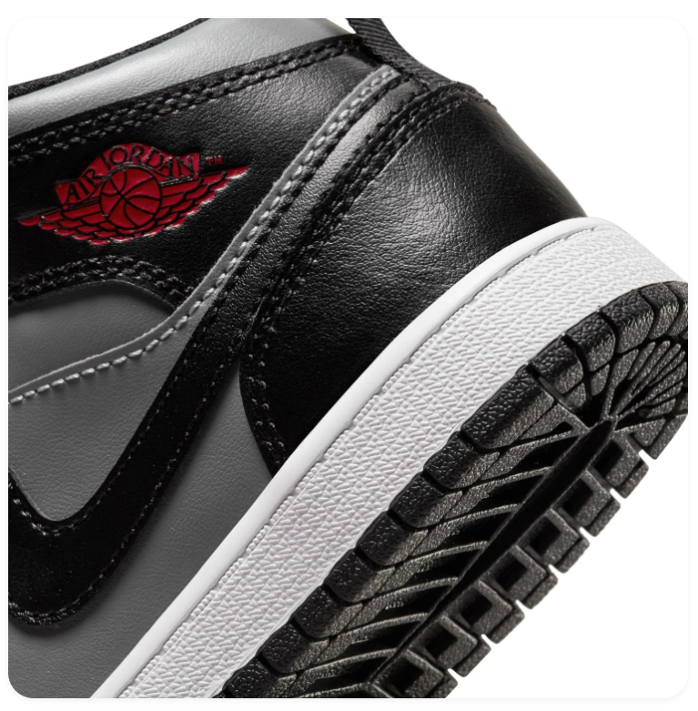 Air Jordan 1 Mid 'Shadow' Black Grey & Red Sneakers