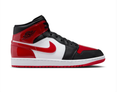 Air Jordan 1 Mid 'Bred Toe' Black Red Sneakers