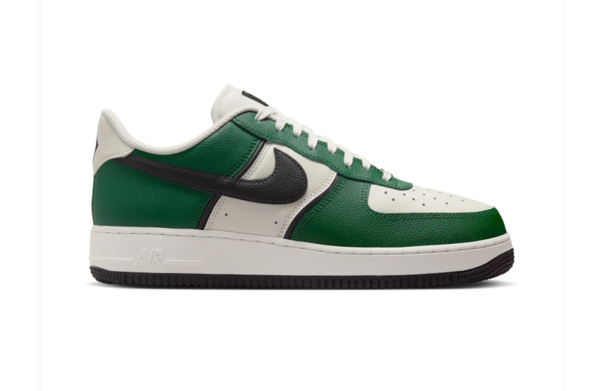 Nike Air Force 1 Low '07 'Gorge Green & Sail' Two-Tone Leather, Black Swoosh & Black Outsole Classic AF1 Sneakers