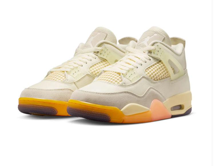 Air Jordan 4 Retro 'Shimmer' Sail Cream & Melon Orange Sneakers (WMNS)