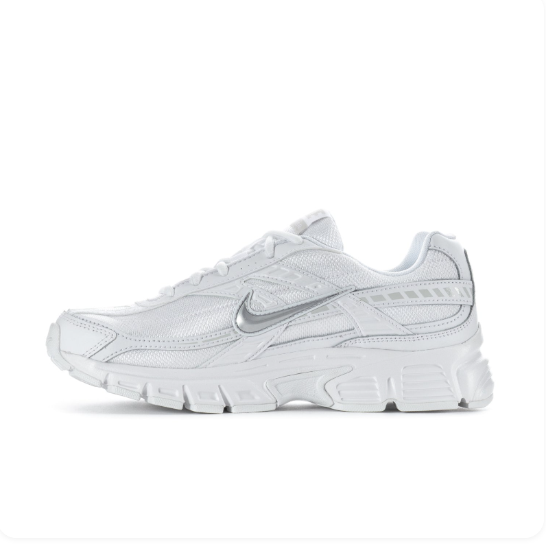 Nike Initiator 'Triple White' White & Metallic Silver Retro Running Sneakers