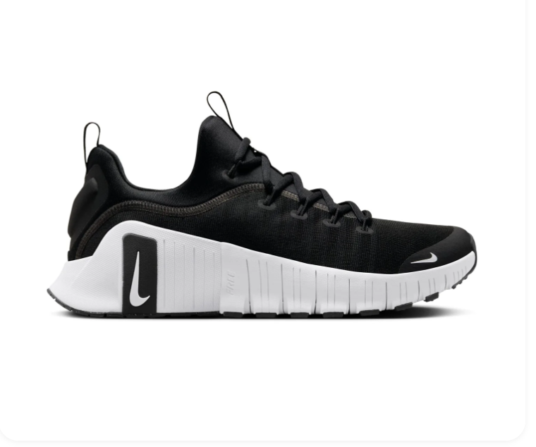 Nike Free Metcon 6 'Black & White' All-Black Mesh, White Swoosh & Bold N-Logo Training Shoe with Stable Lifting Platform