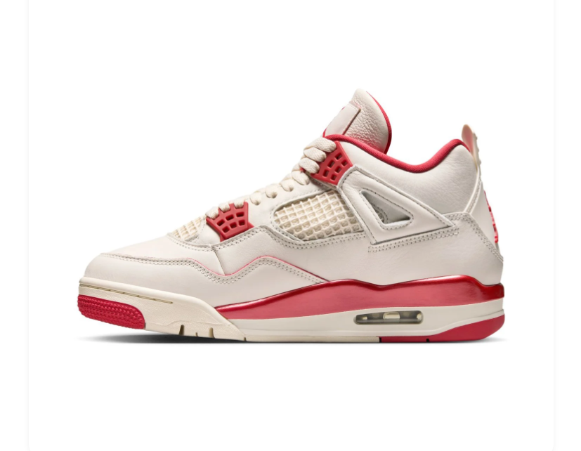 Air Jordan 4 Retro 'Red Cement' Sail White & Gym Red Sneakers (WMNS)