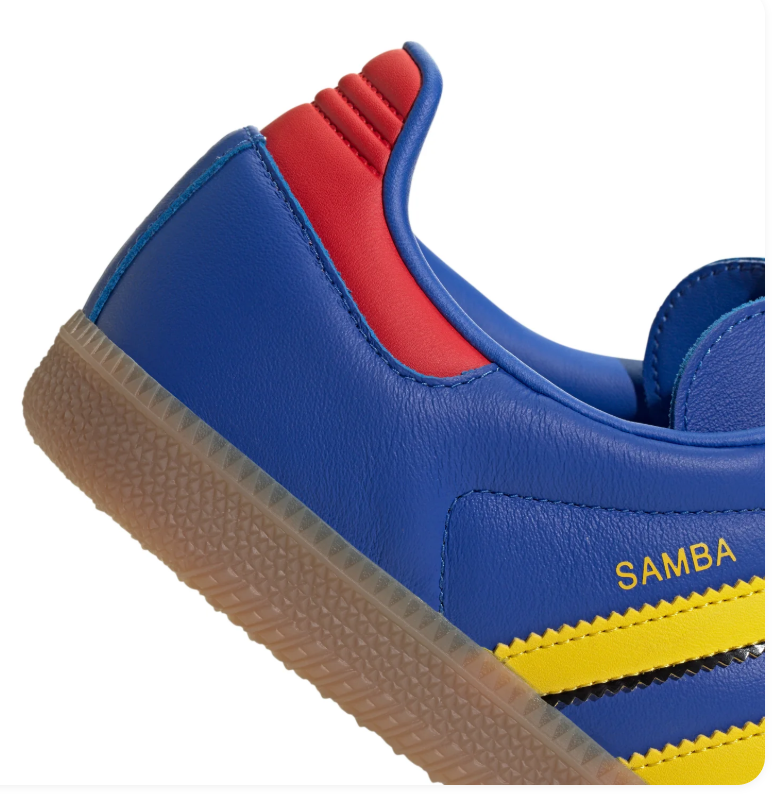 Adidas Samba OG × Club América 'Royal Blue & Yellow' Blue Leather Upper, Yellow 3-Stripes & SAMBA Lettering, Red Round Laces, Red Heel Pull, Club América Crest, Blue Suede T-Toe & Gum Outsole Limited Edition Football Club Collaboration Lifestyle Sneakers