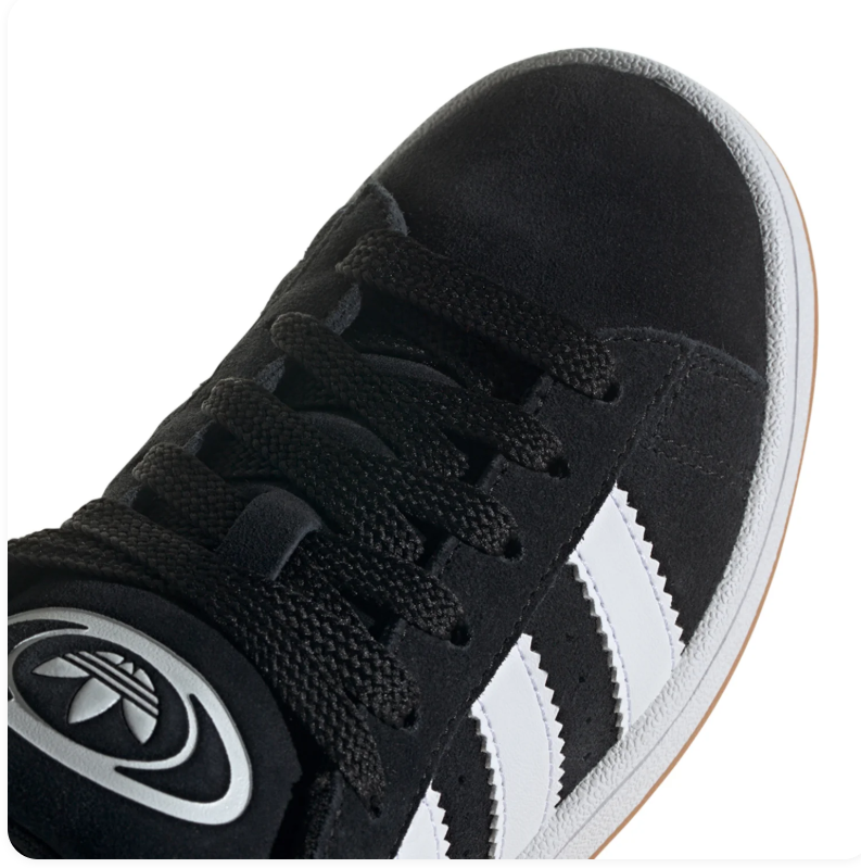 Adidas Campus 00s 'Black & White' All-Black Suede, White 3-Stripes, Trefoil Heel Patch & Gum Outsole Retro Y2K Collegiate Lifestyle Sneakers