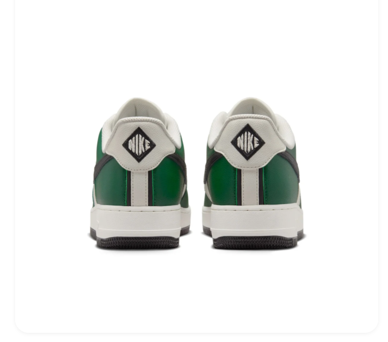 Nike Air Force 1 Low '07 'Gorge Green & Sail' Two-Tone Leather, Black Swoosh & Black Outsole Classic AF1 Sneakers
