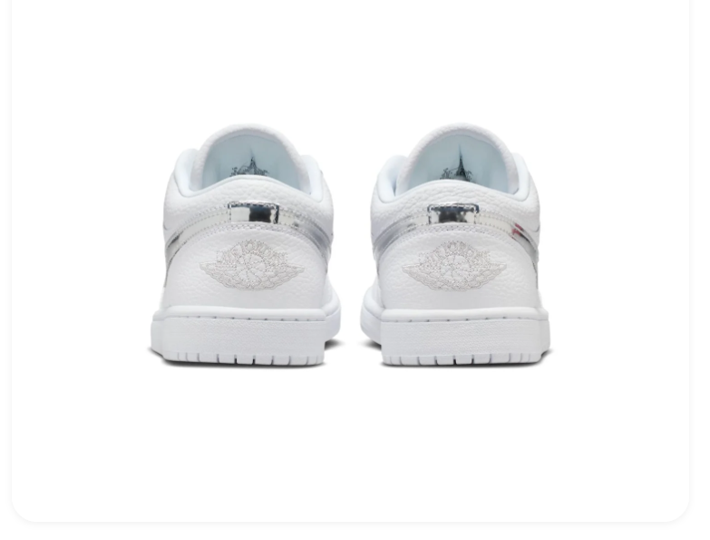 Air Jordan 1 Low 'White' Cutout Swoosh All White Sneakers