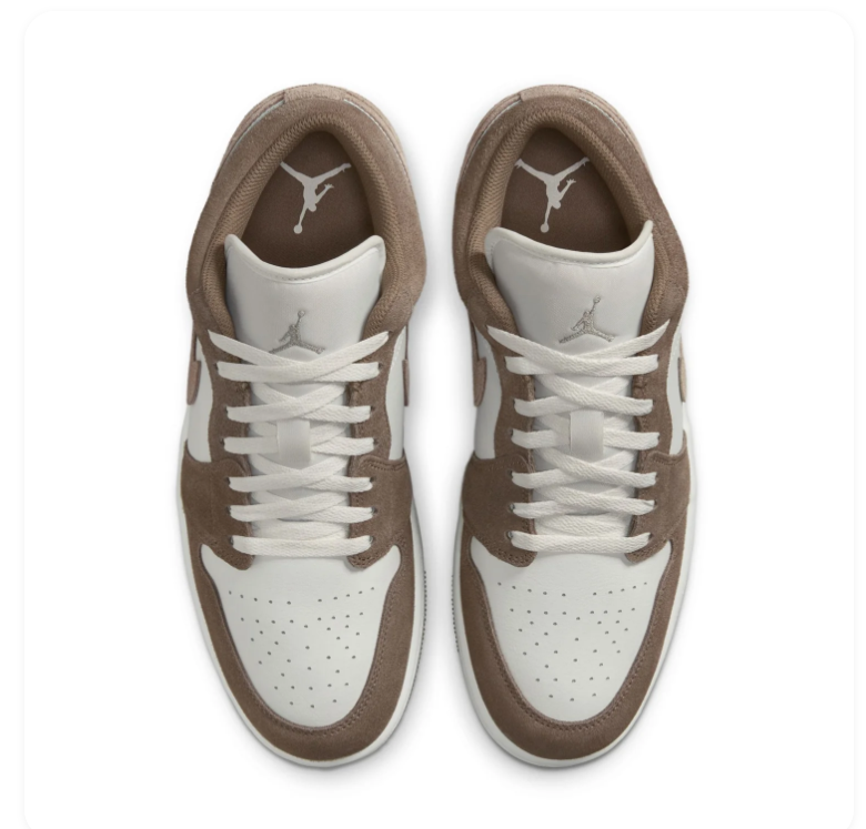 Air Jordan 1 Low 'Latte' Brown Suede & White Sneakers