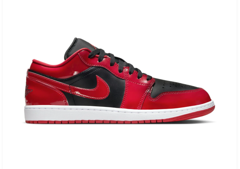 Air Jordan 1 Low 'Patent Bred' Black Red Sneakers