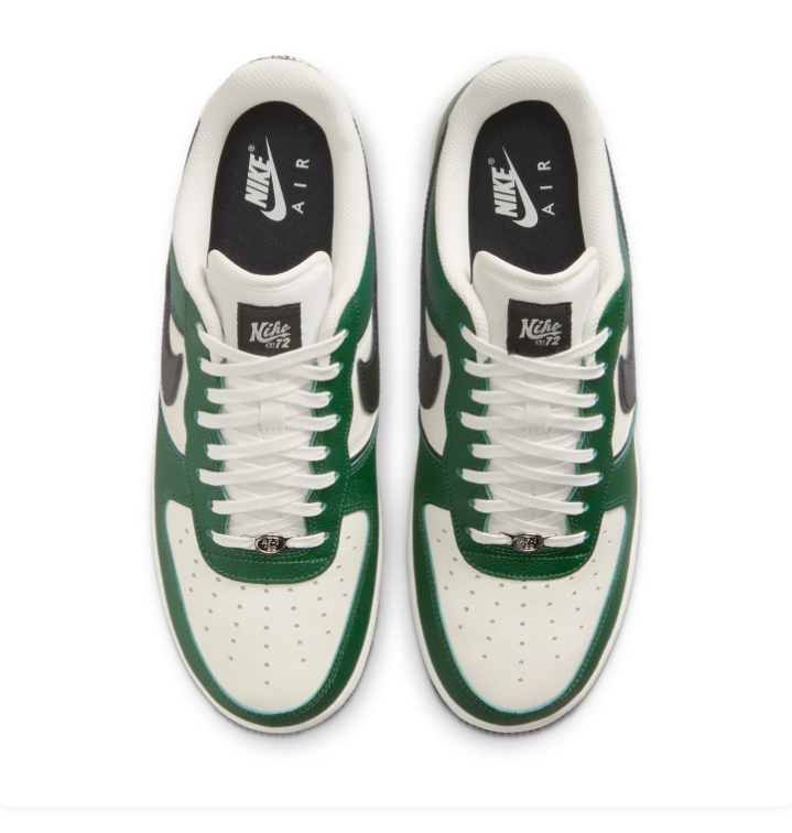 Nike Air Force 1 Low '07 'Gorge Green & Sail' Two-Tone Leather, Black Swoosh & Black Outsole Classic AF1 Sneakers