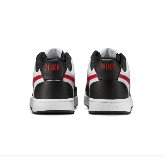 Nike Court Vision Low 'Black, White & Red' Tri-Color Leather Classic Basketball Sneakers