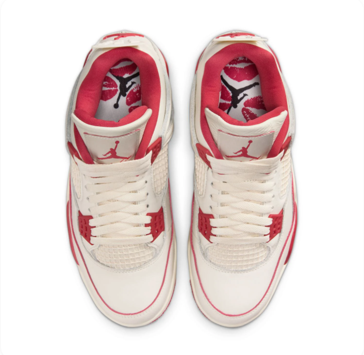 Air Jordan 4 Retro 'Red Cement' Sail White & Gym Red Sneakers (WMNS)