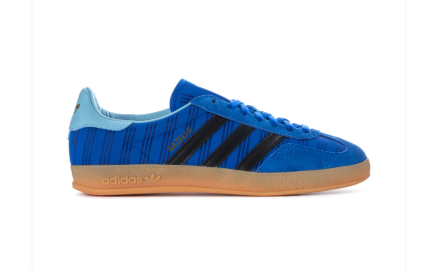 Adidas Gazelle Indoor 'Blue Bird & Core Black' Royal Blue Suede, Black 3-Stripes, Light Blue Collar & Gum Outsole Heritage Lifestyle Sneakers