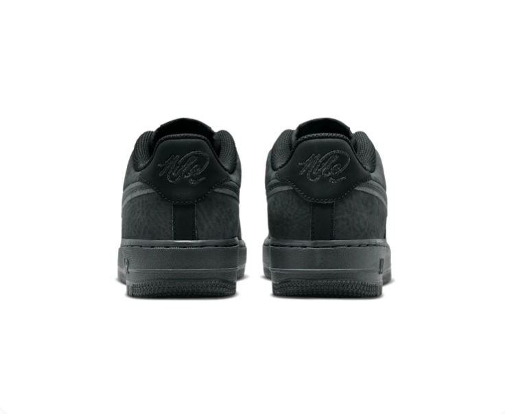 Nike Air Force 1 Low GS 'Triple Black / Anthracite' All-Black Suede, Anthracite Swoosh, Metal AF1 Dubrae & Full Black Midsole Outsole Kids' Stealth Sneakers