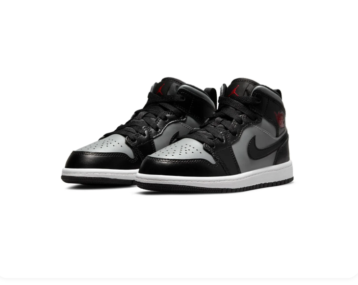 Air Jordan 1 Mid 'Shadow' Black Grey & Red Sneakers