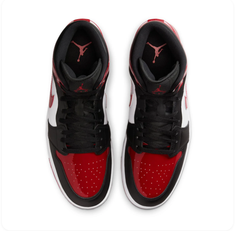 Air Jordan 1 Mid 'Bred Toe' Black Red Sneakers