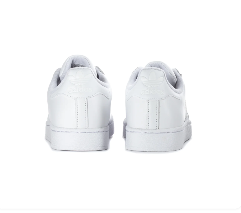 Adidas Superstar 'Triple White' All-White Leather Upper, Tonal White 3-Stripes, White Shell Toe, White Flat Laces, White Cupsole Midsole & White Rubber Outsole Purist Tonal All-White Retro Basketball Lifestyle Sneakers
