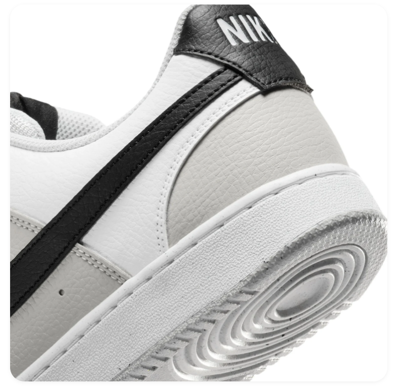 Nike Court Vision Low 'White, Grey & Black' Tri-Color Leather Classic Basketball Sneakers