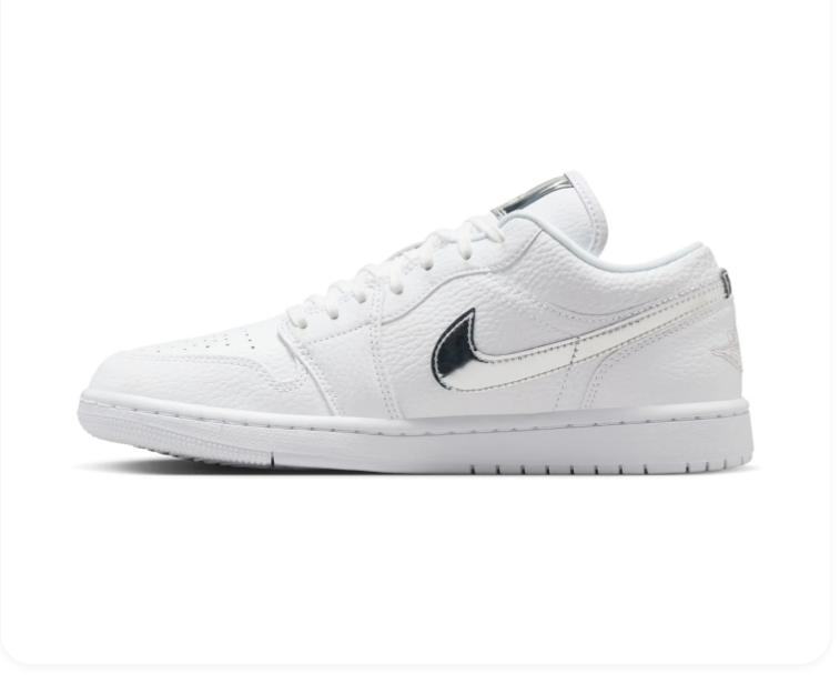 Air Jordan 1 Low 'White' Cutout Swoosh All White Sneakers