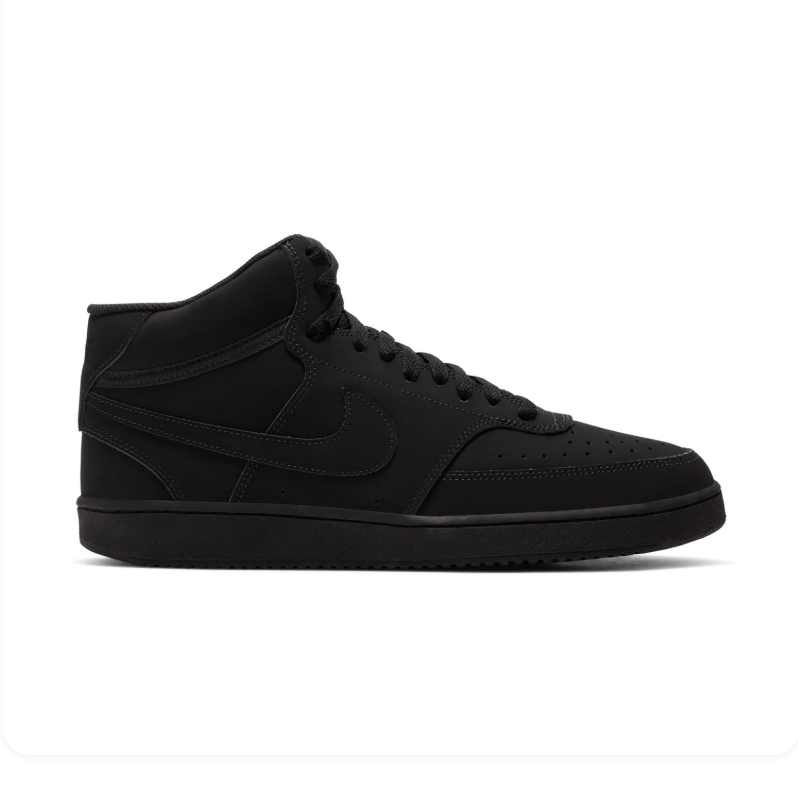 Nike Court Vision Mid 'Triple Black' All-Black Mid-Top Basketball Sneakers