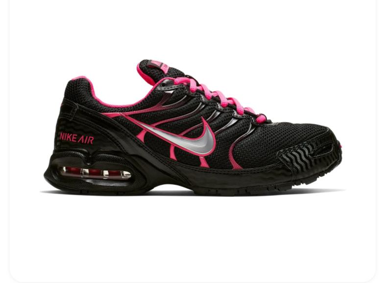 Nike Air Max Torch 4 'Black & Hyper Pink' Women's Running Sneakers with Silver Swoosh & Visible Air Unit